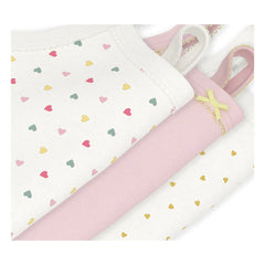 Petit Bateau - Conjunto de 3 Bodys de Algodón Orgánico con Tirantes y Corazones | Blanco
