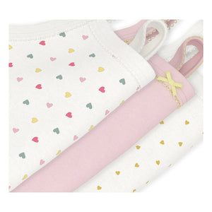 Petit Bateau - Conjunto de 3 Bodys de Algodón Orgánico con Tirantes y Corazones | Blanco
