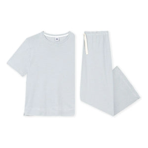Petit Bateau - Organik pamuklu çizgili pijama | Mavi