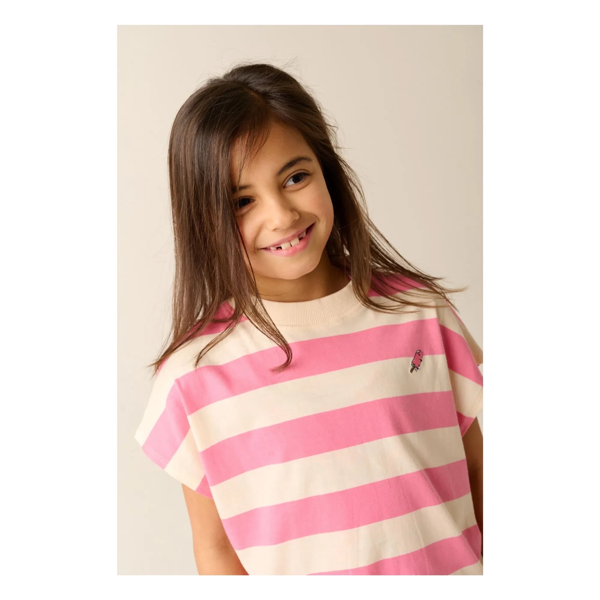 Tumble N'Dry - Colatina Camiseta de Algodón Orgánico Oversize Rayas | Rosa