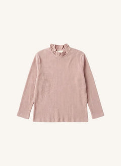 Studio Bohème - Camiseta de algodón orgánico con cuello fruncido | Rosewood
