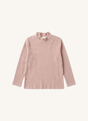 Studio Bohème - Camiseta de algodón orgánico con cuello fruncido | Rosewood