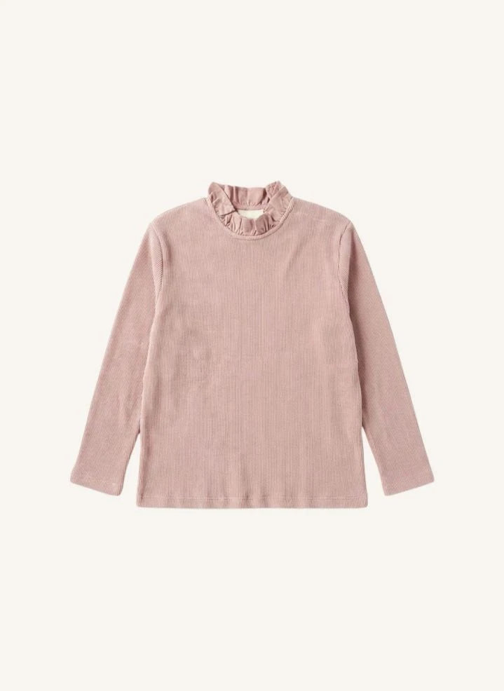 Studio Bohème - Camiseta de algodón orgánico con cuello fruncido | Rosewood