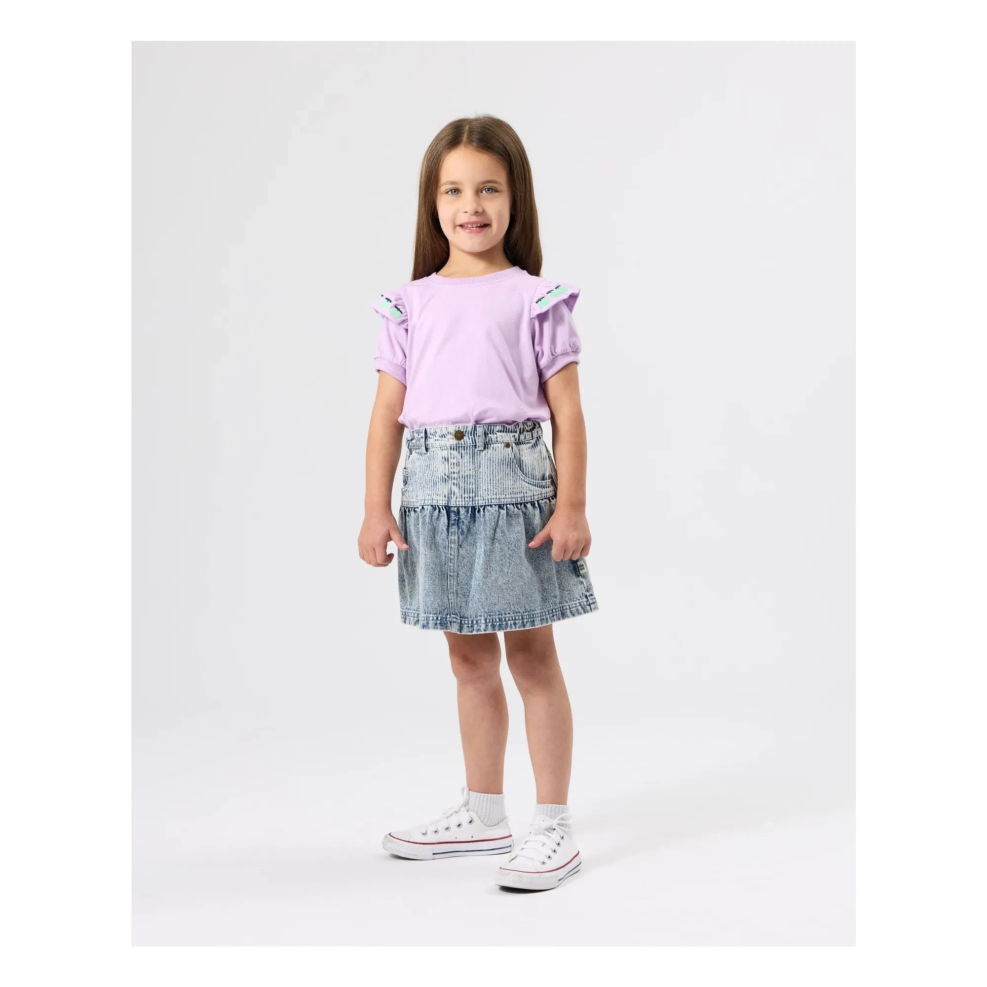 Goldie + Ace - Falda Vaquera Peplum | Azul