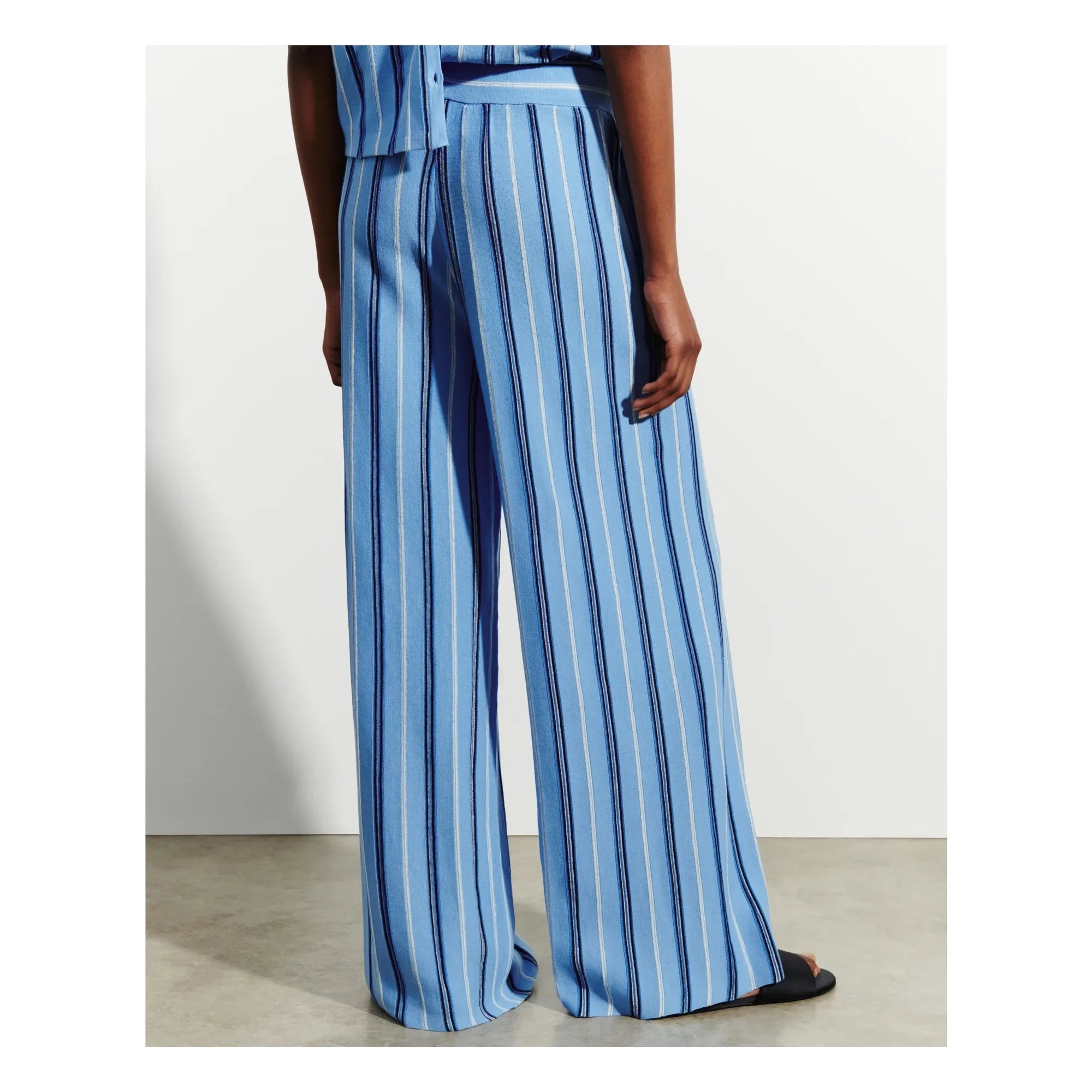 Bompard - Pantalones a rayas de lino, algodón y seda | Azul