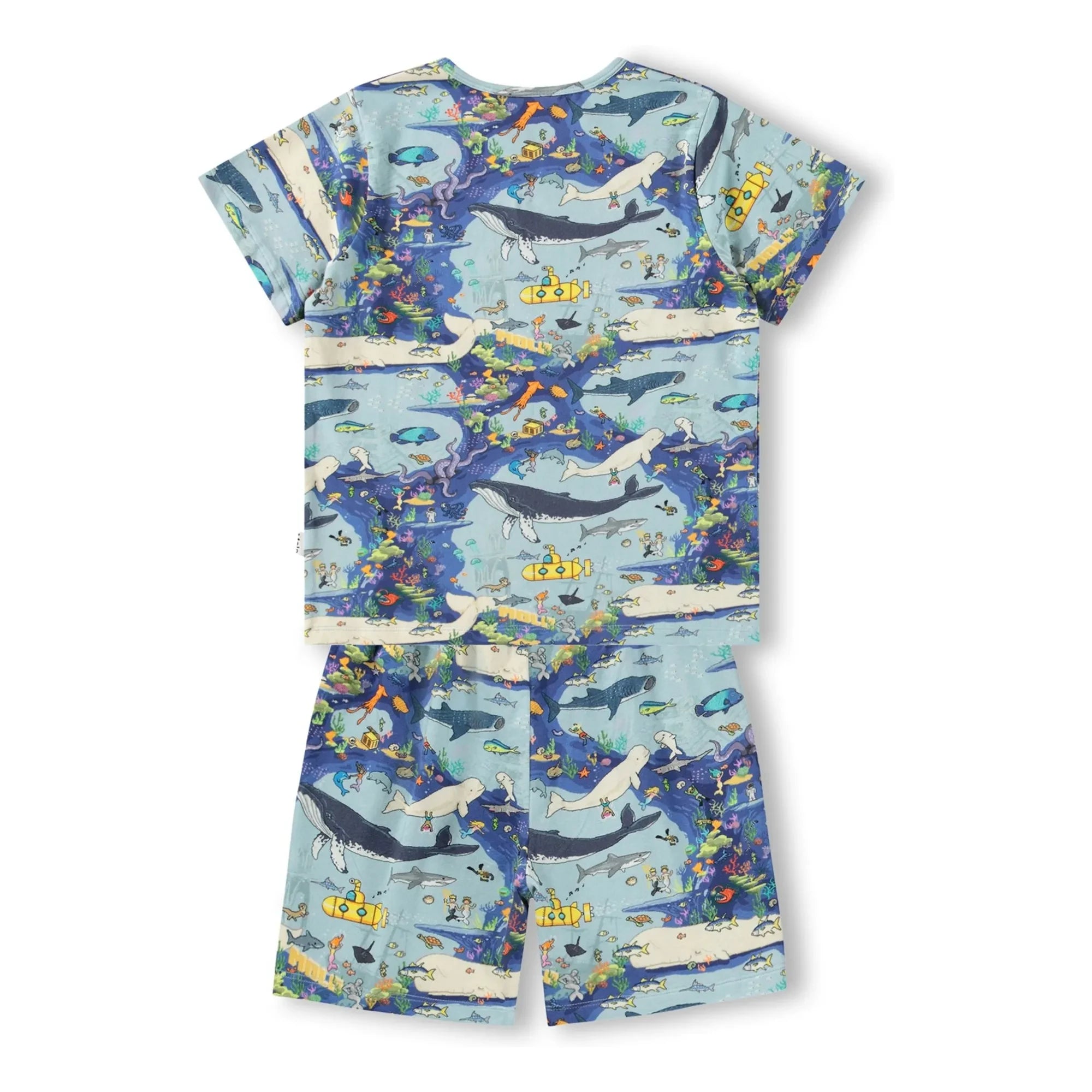 Molo - Ballenas Bale Pyjama Short de Algodón Orgánico | Azul