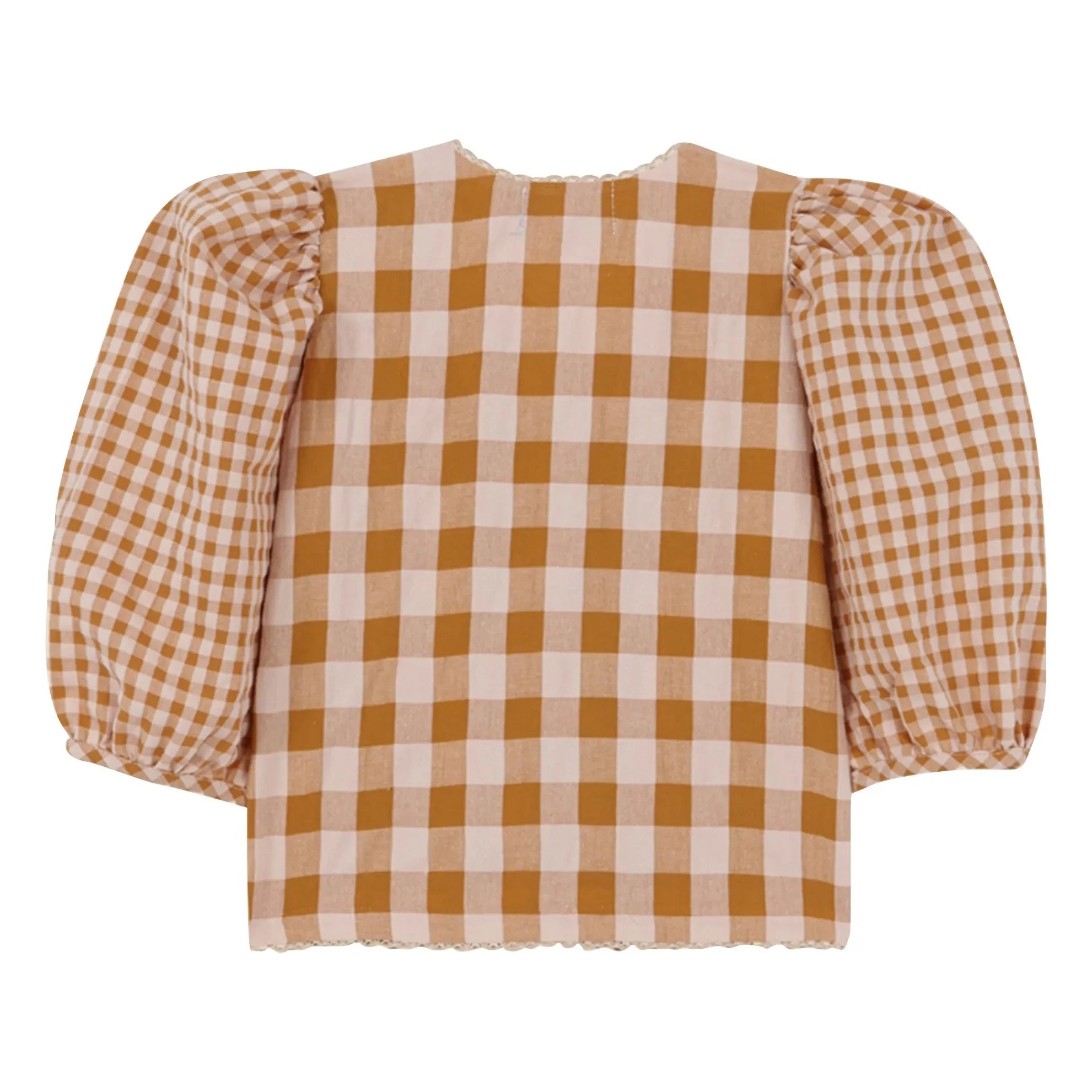 birinit - Blusa de algodón orgánico de Vichy | Caramelo