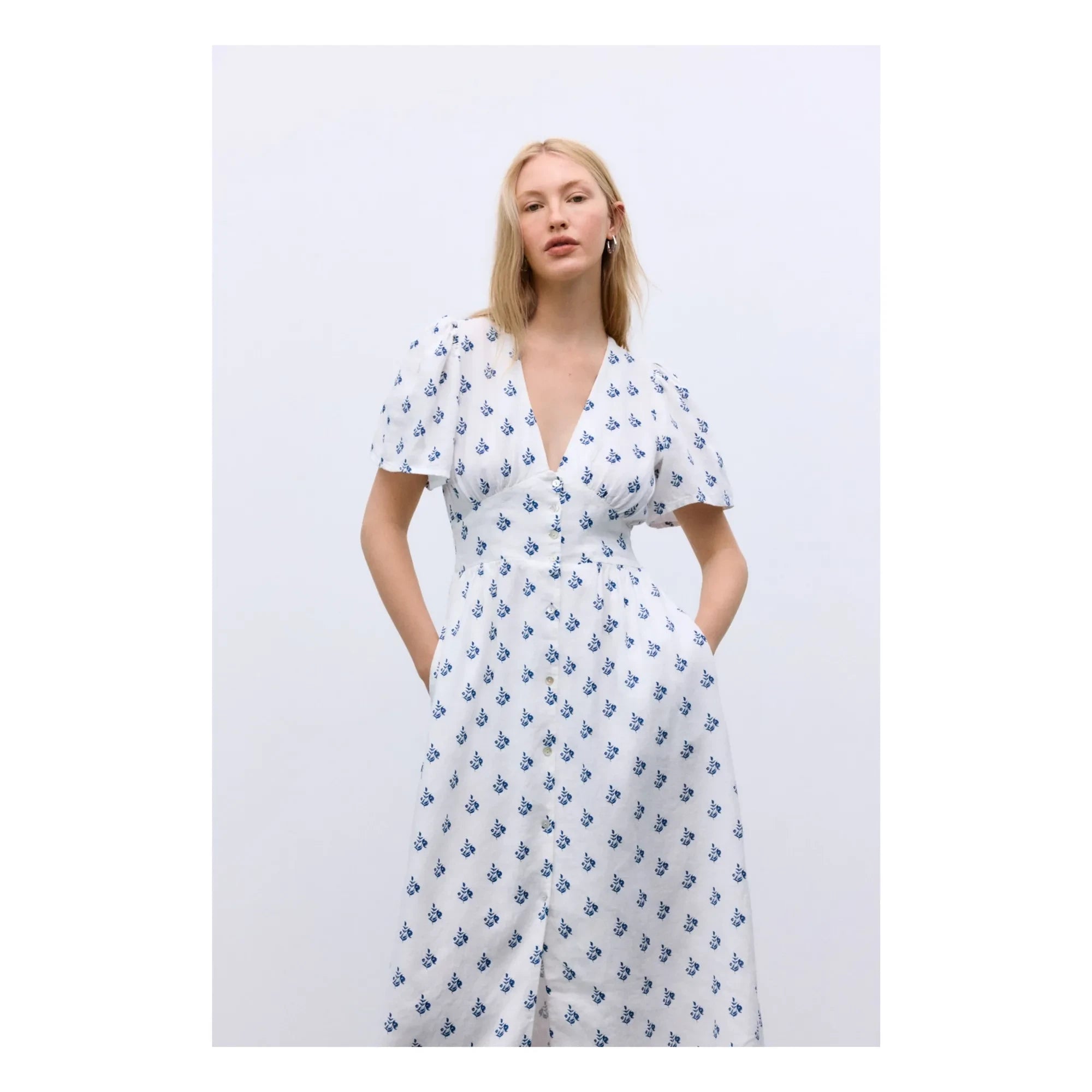 the new society - Vestido de lino Melissa | Blanco