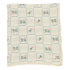 Bebe Organic - Manta de algodón orgánico con estampado floral Waffle | Crudo