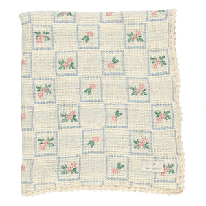 Bebe Organic - Manta de algodón orgánico con estampado floral Waffle | Crudo