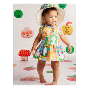 Halcyon Nights - Vestido con volantes de algodón orgánico con estampado de verduras | Naranja