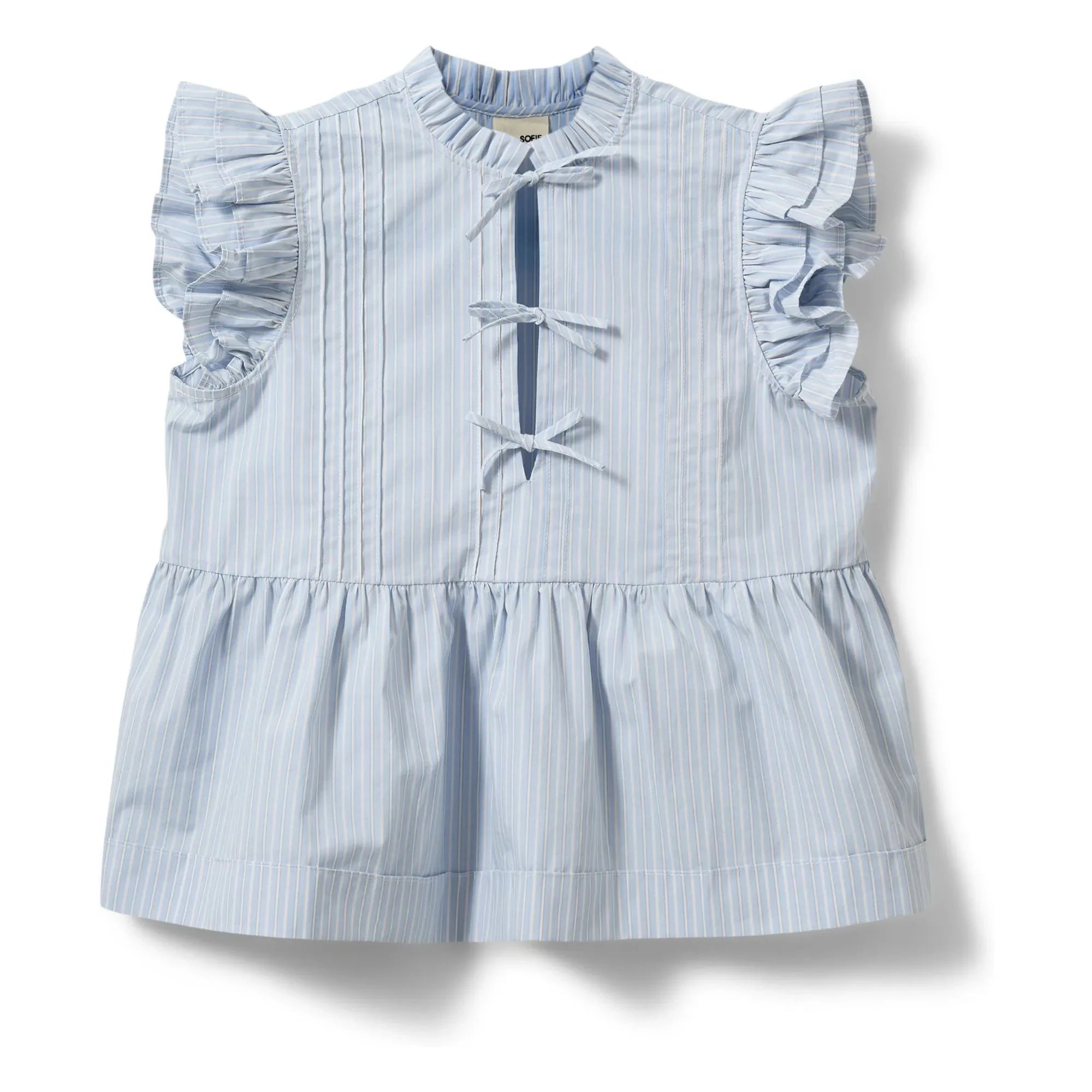 Sofie Schnoor - Blusa Juliette de volantes a rayas | Azul claro