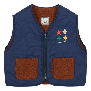 Jelly Mallow - Chaleco sin mangas reversible con bloques de color estilo sherpa | Azul marino