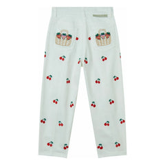 Stella McCartney Kids - Pantalón de gabardina de algodón con cerezas | Blanco