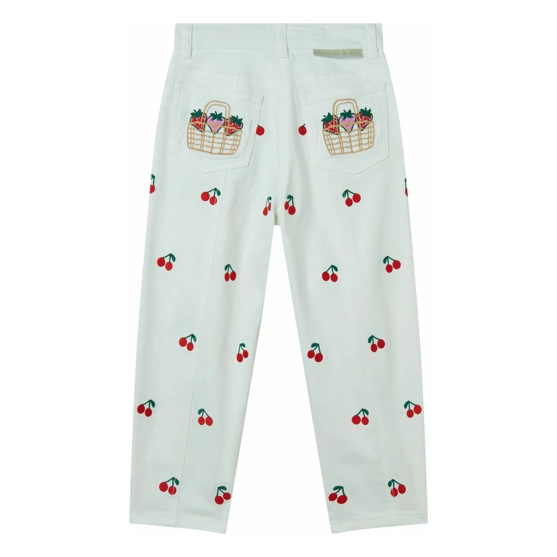 Stella McCartney Kids - Pantalón de gabardina de algodón con cerezas | Blanco
