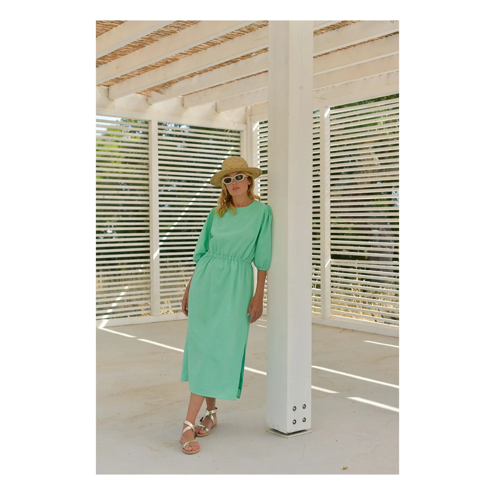 Marlot Paris - Vestido Aime Seersucker - Colección Mujer | Verde Menta