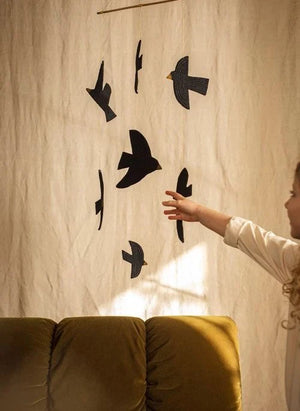 Muskhane - Birdy Mobile hecho de fieltro | Negro