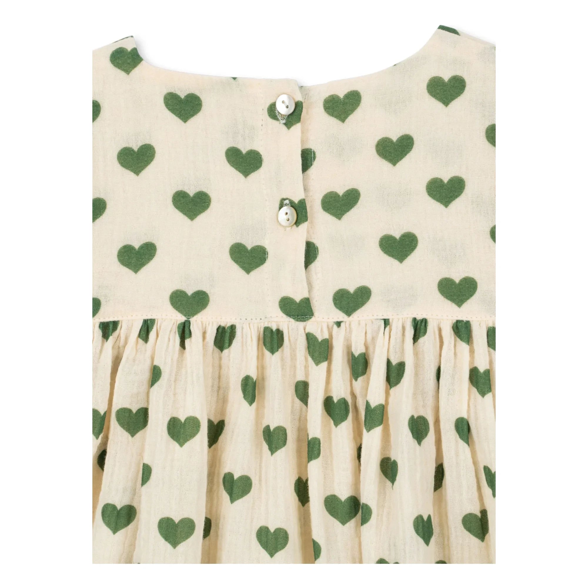 Konges Sløjd - Vestido de algodón orgánico Coco Hearts | Crudo