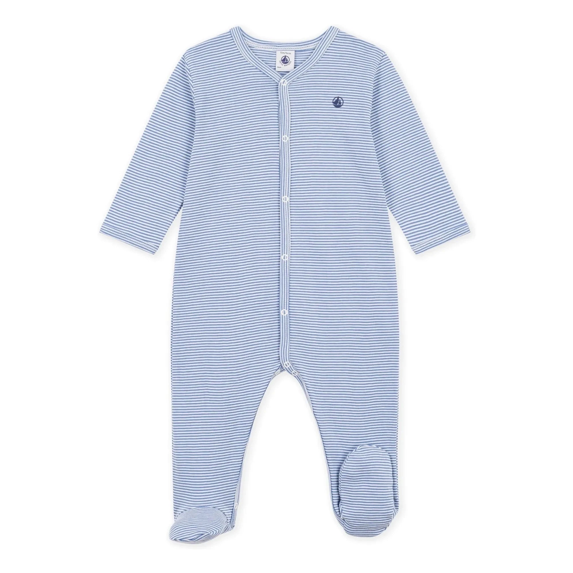 Petit Bateau - Pyjamas Dors Bien Çizgili Milleraies Organik Pamuk | Mavi
