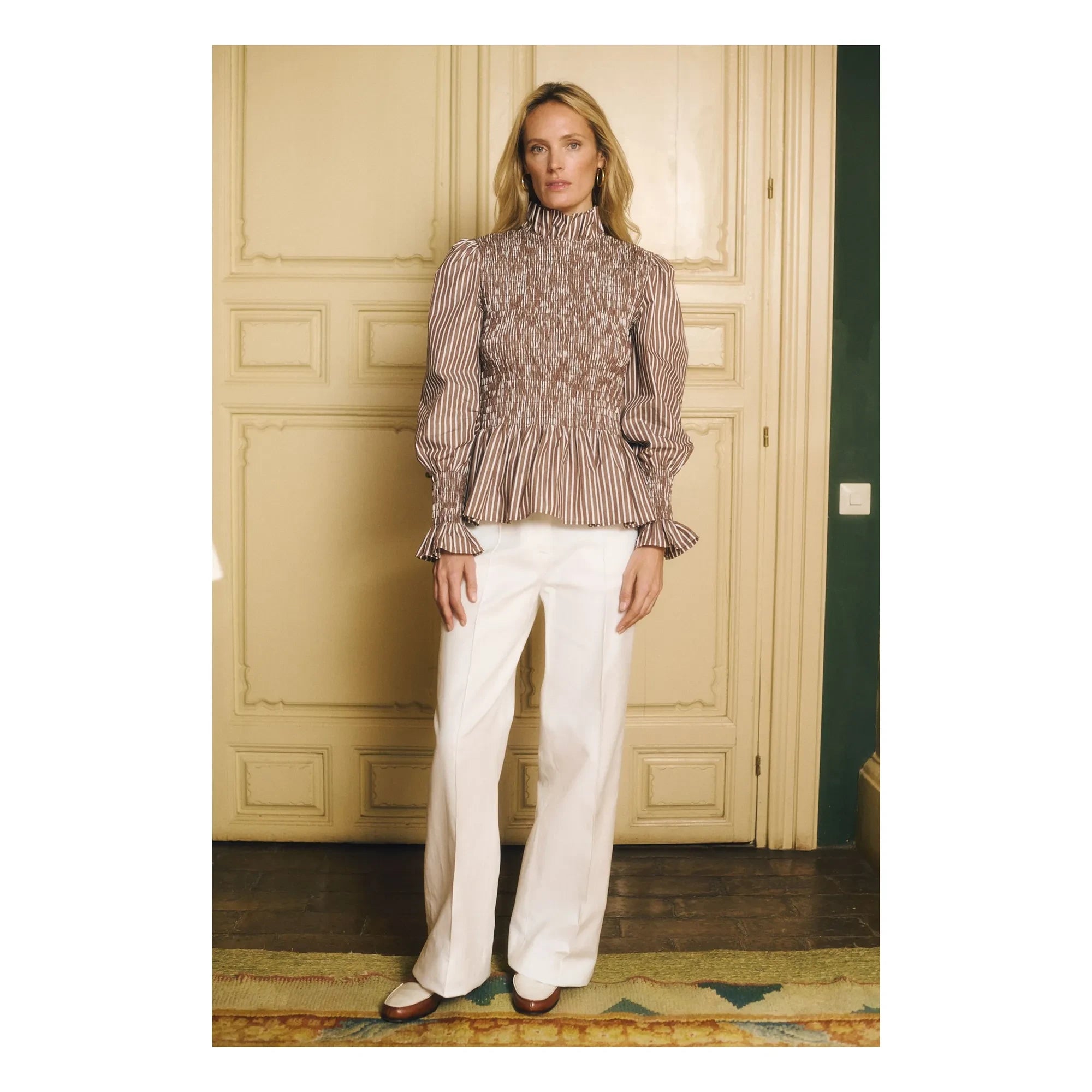 Maria de la Orden - Blusa de Rayas Aleria Algodón | Marrón