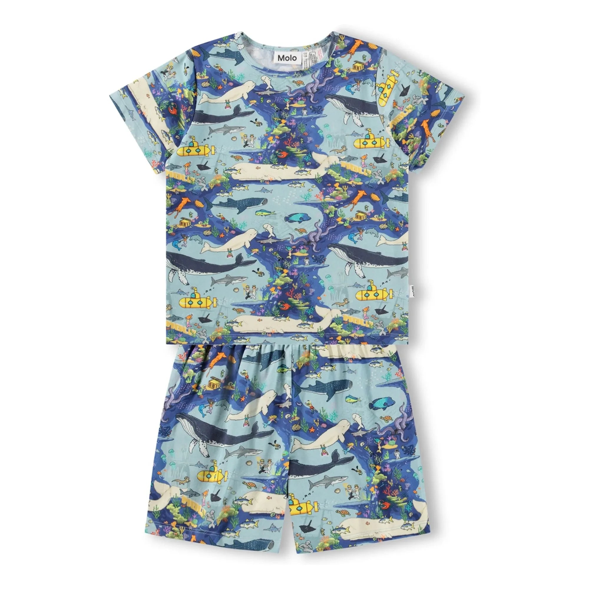 Molo - Ballenas Bale Pyjama Short de Algodón Orgánico | Azul