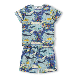Molo - Ballenas Bale Pyjama Short de Algodón Orgánico | Azul