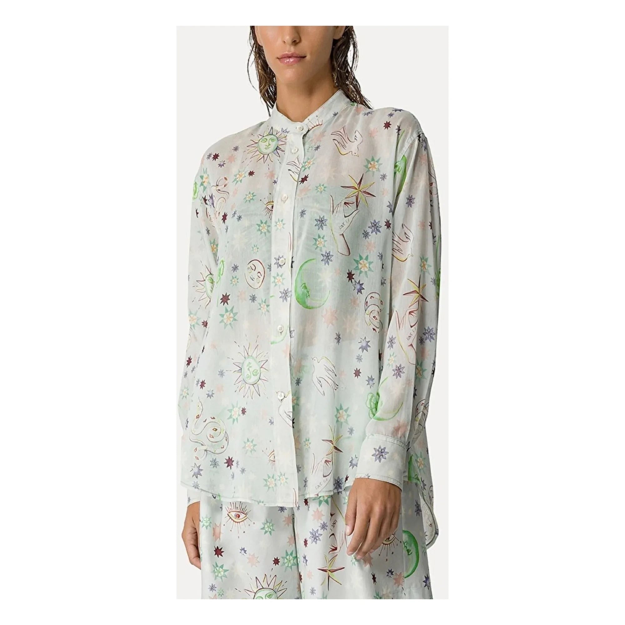 Forte Forte - Love Alchemy" Camisa Oversize de Voile de Algodón y Seda | Azul Claro