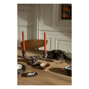Ferm Living - Dito Stoneware Çift Mumluk | Kahverengi