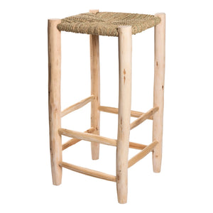 Cosydar - Tabure de hoja de palma y madera sin tratar
