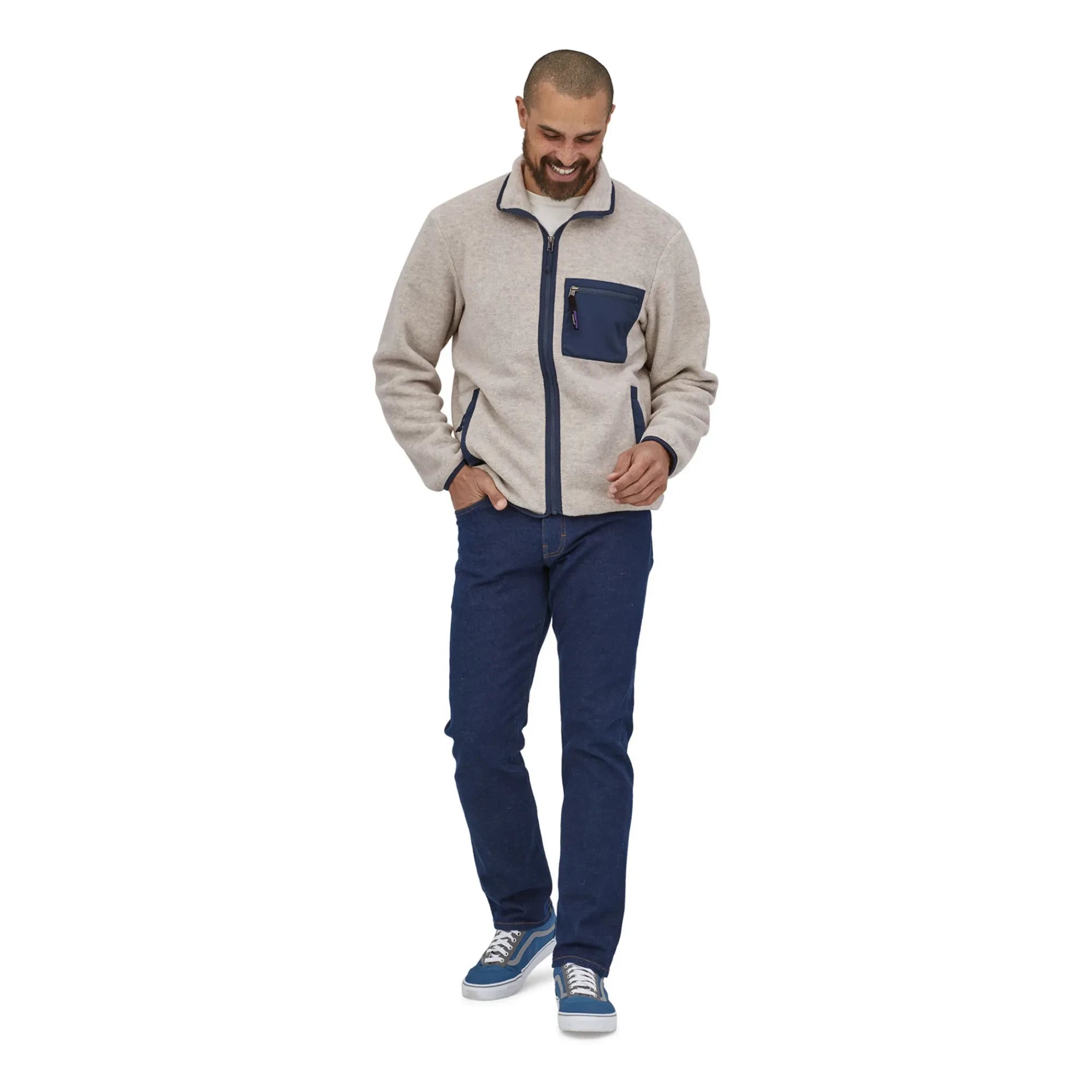 Patagonia - Chaqueta polar con cremallera de fibra reciclada Synchilla | Beige jaspeado