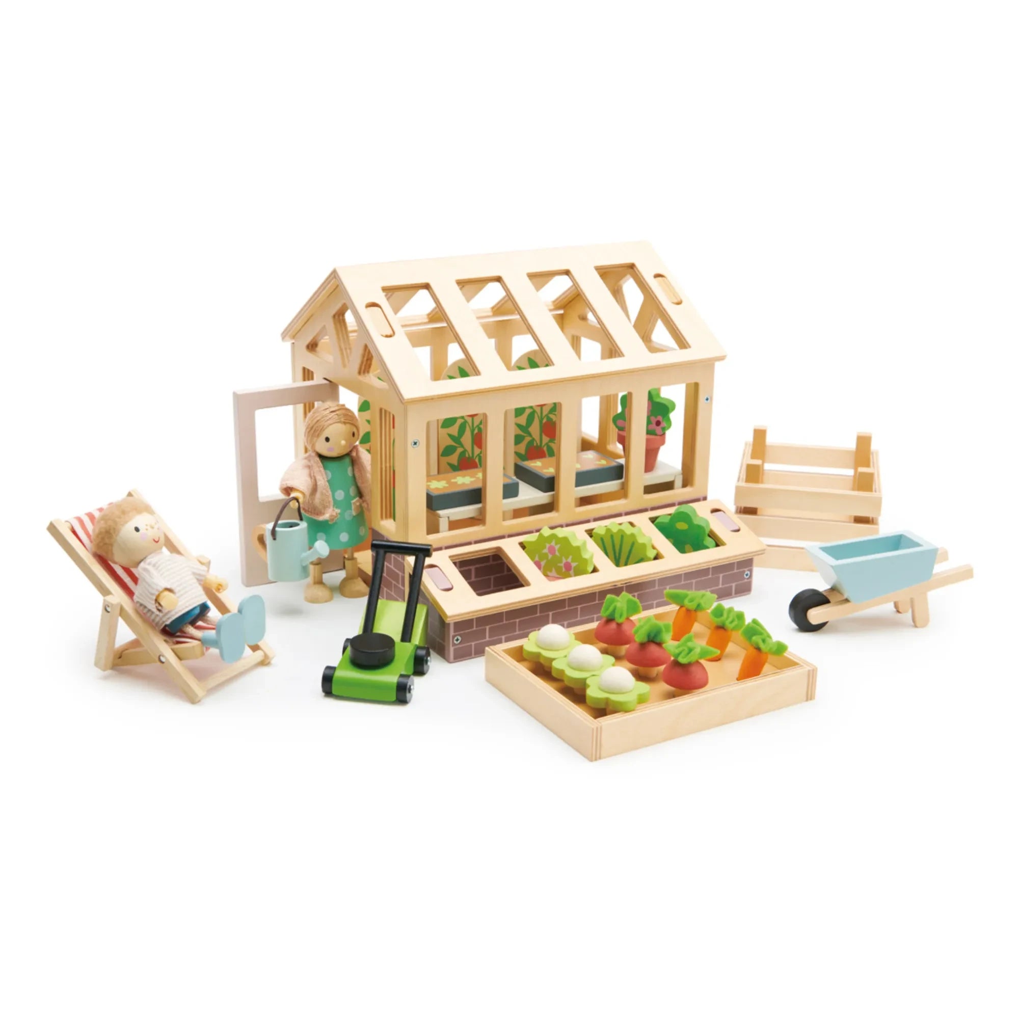 Tender Leaf Toys - Invernadero de madera y accesorios
