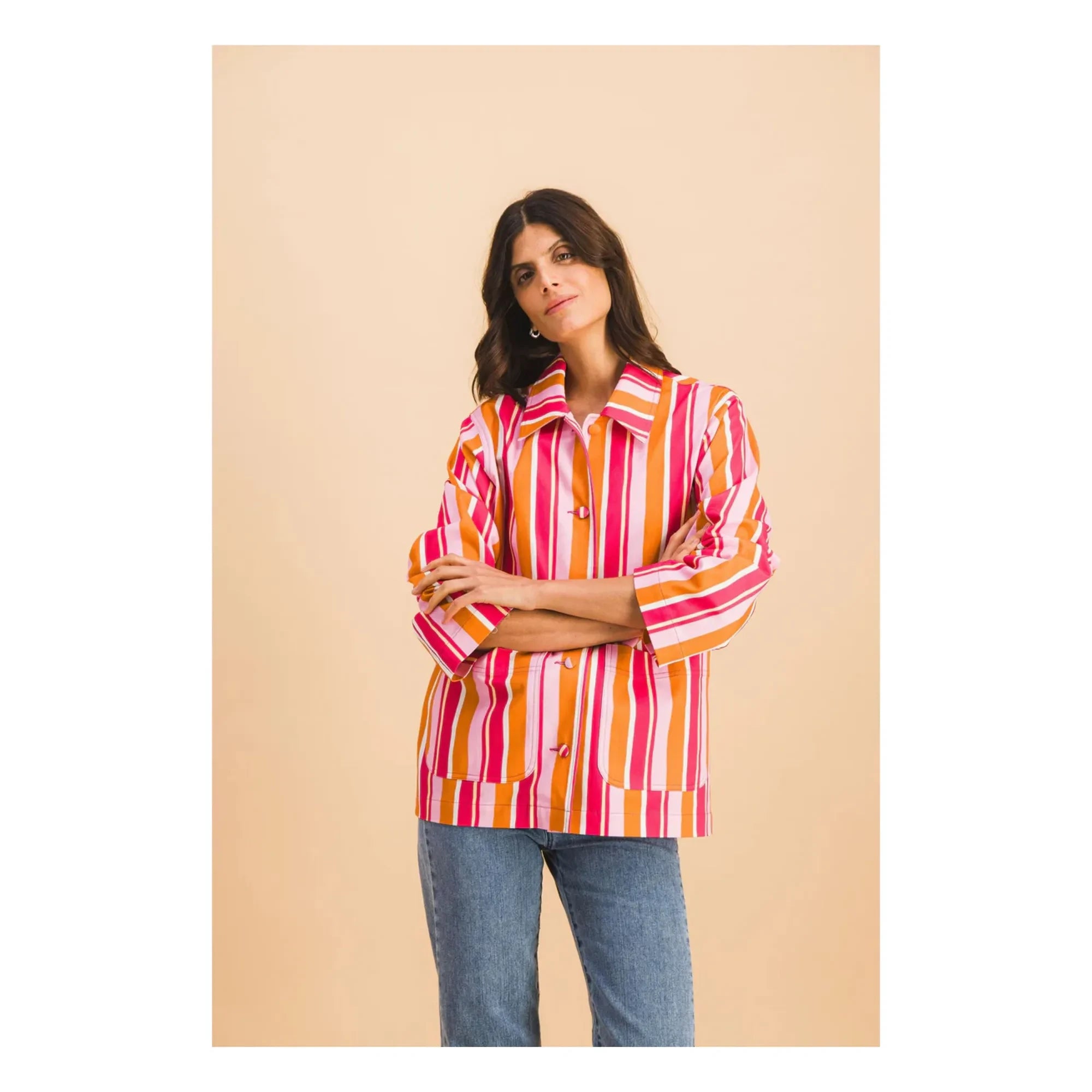 Elise Chalmin - Chaqueta de rayas Lucie Pamuk | Rosa