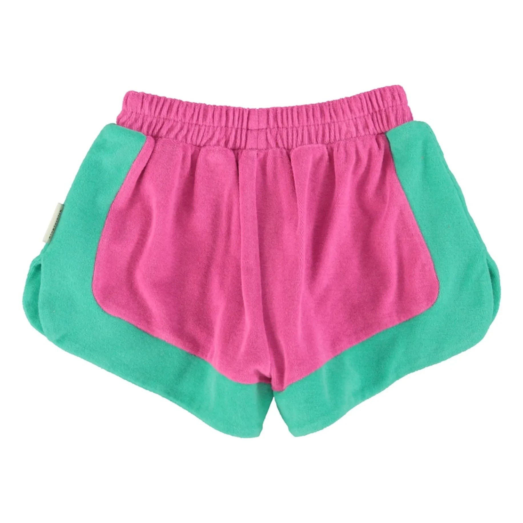 Piupiuchick - Pantalón corto de toalla de algodón orgánico color block | Fucsia