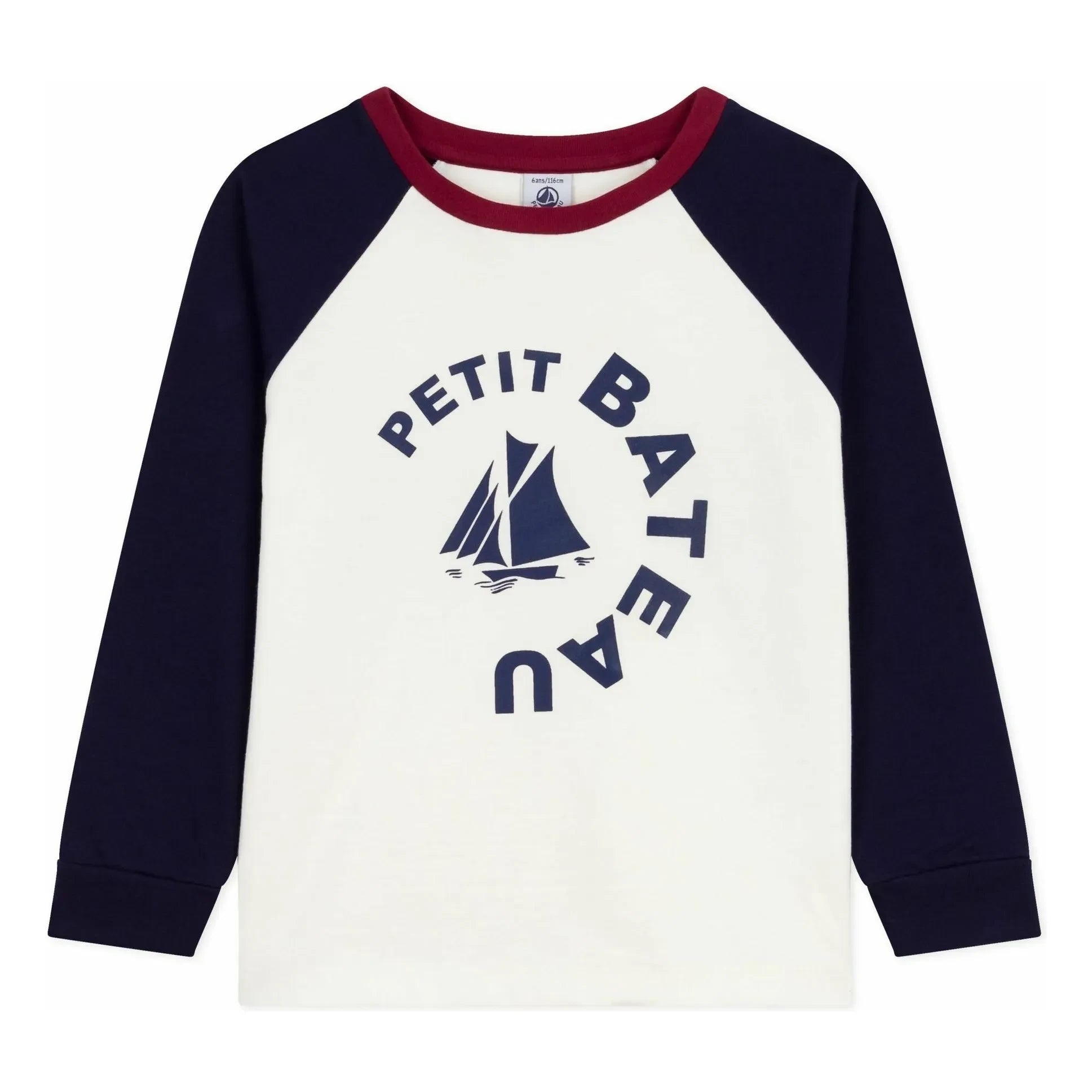 Petit Bateau - Camiseta Béisbol Petit Bateau Algodón Orgánico | Crudo