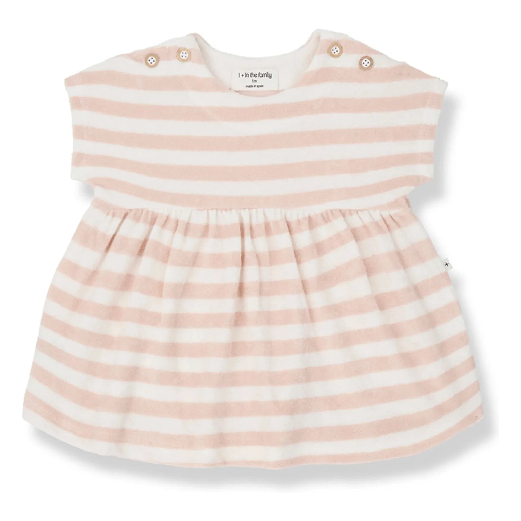 1+ in the family - Vestido Macedonia de rizo a rayas | Rosa beis