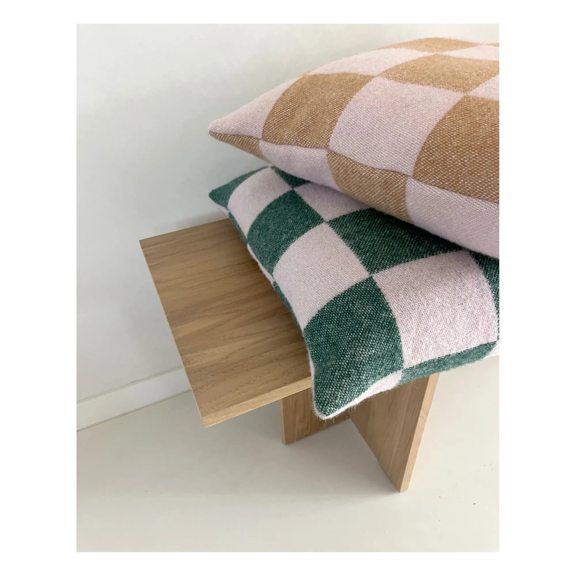 Maison Deux - Funda de cojín de lana Damier | Terracota