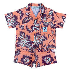 Conjunto de camisa y pantalón corto Club Trésor - Tiki Waikiki Popelín | Naranja