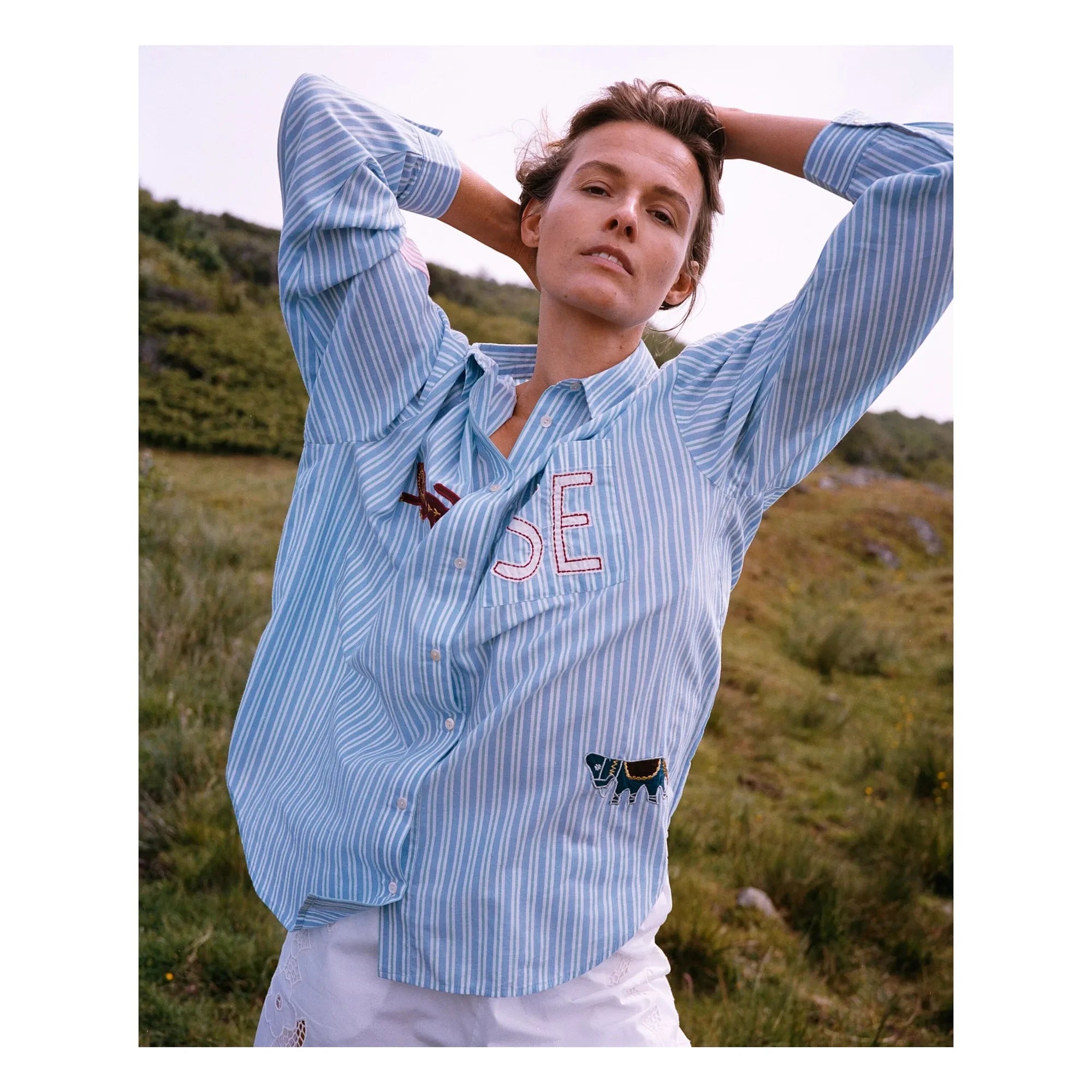 SISSEL EDELBO - Camisa de rayas de batería | Verde