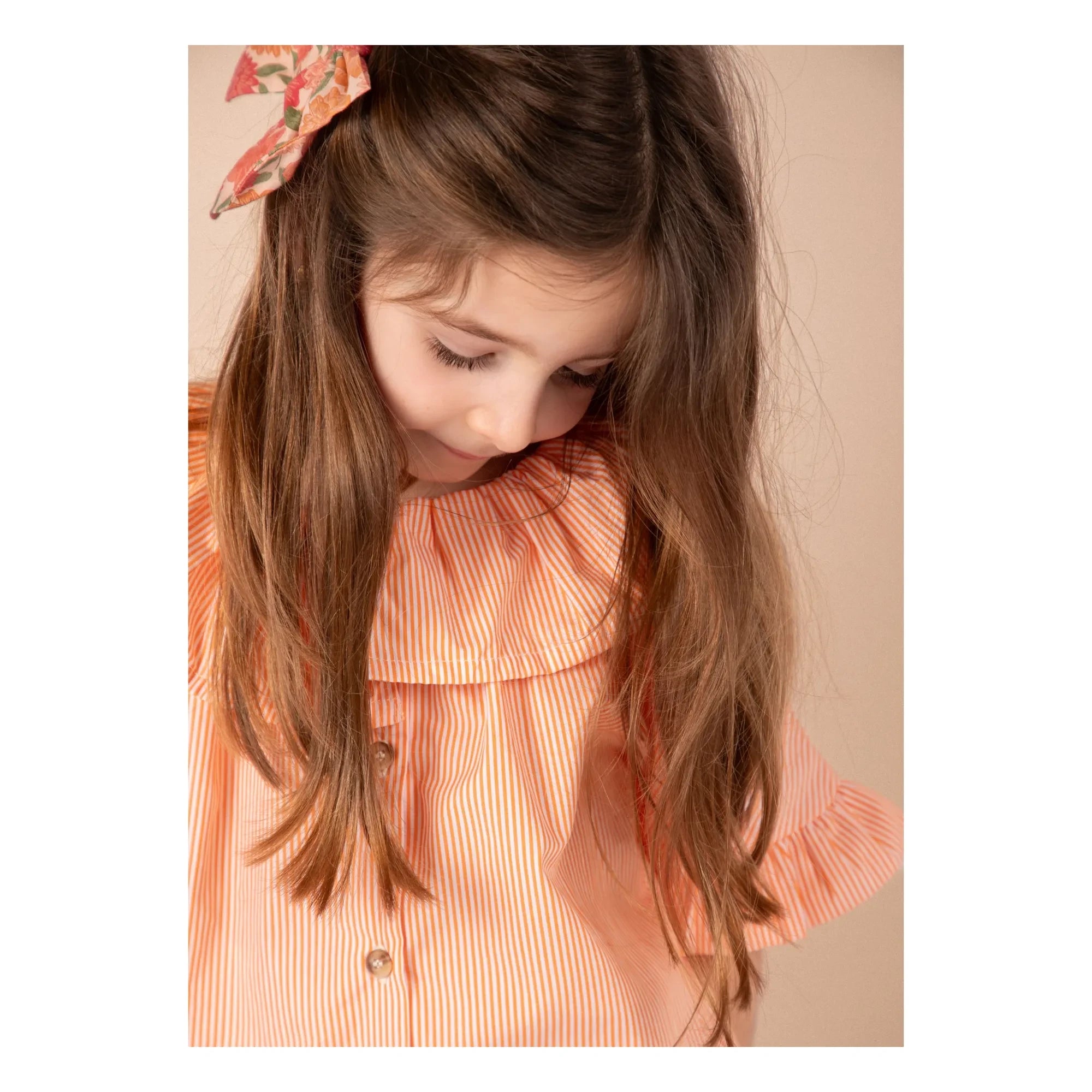 Loir - Horquilla con lazo floral de algodón orgánico Carlotta | Coral