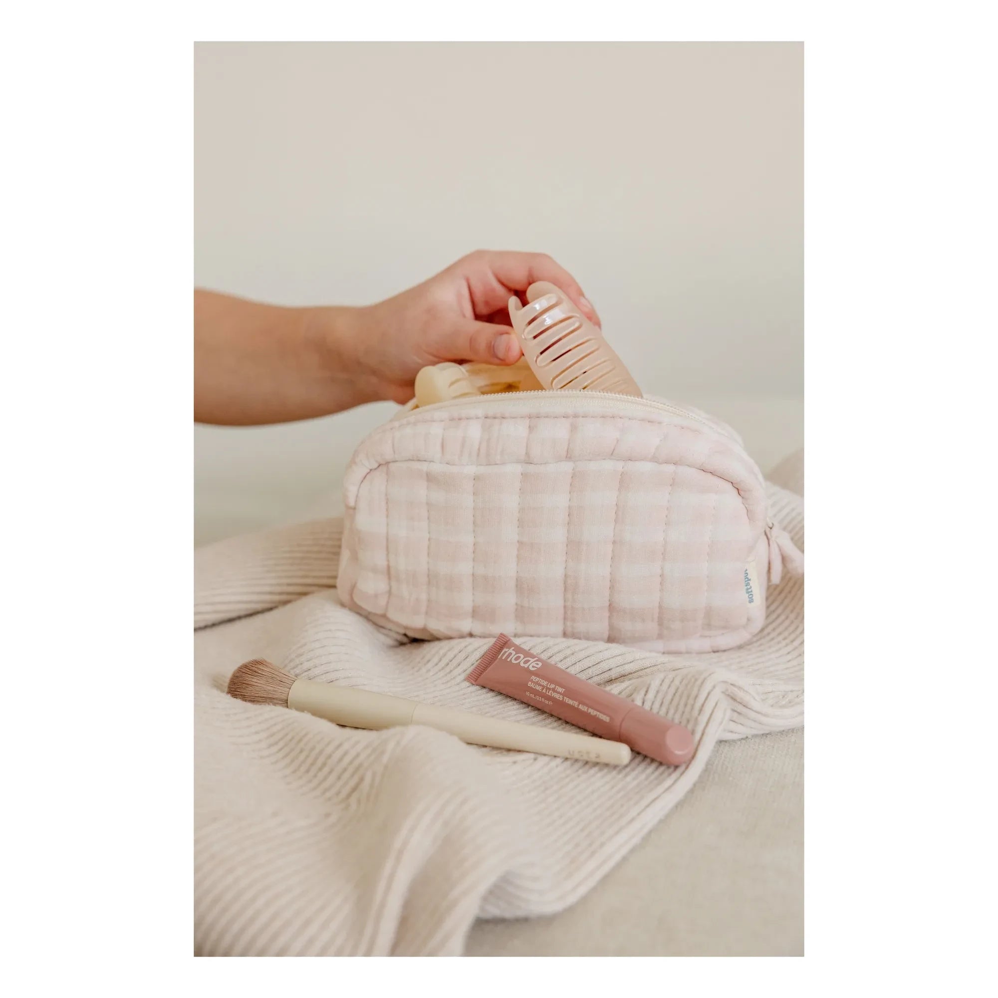 Soft Spot - Neceser de algodón orgánico con agua de rosas | Rosa claro