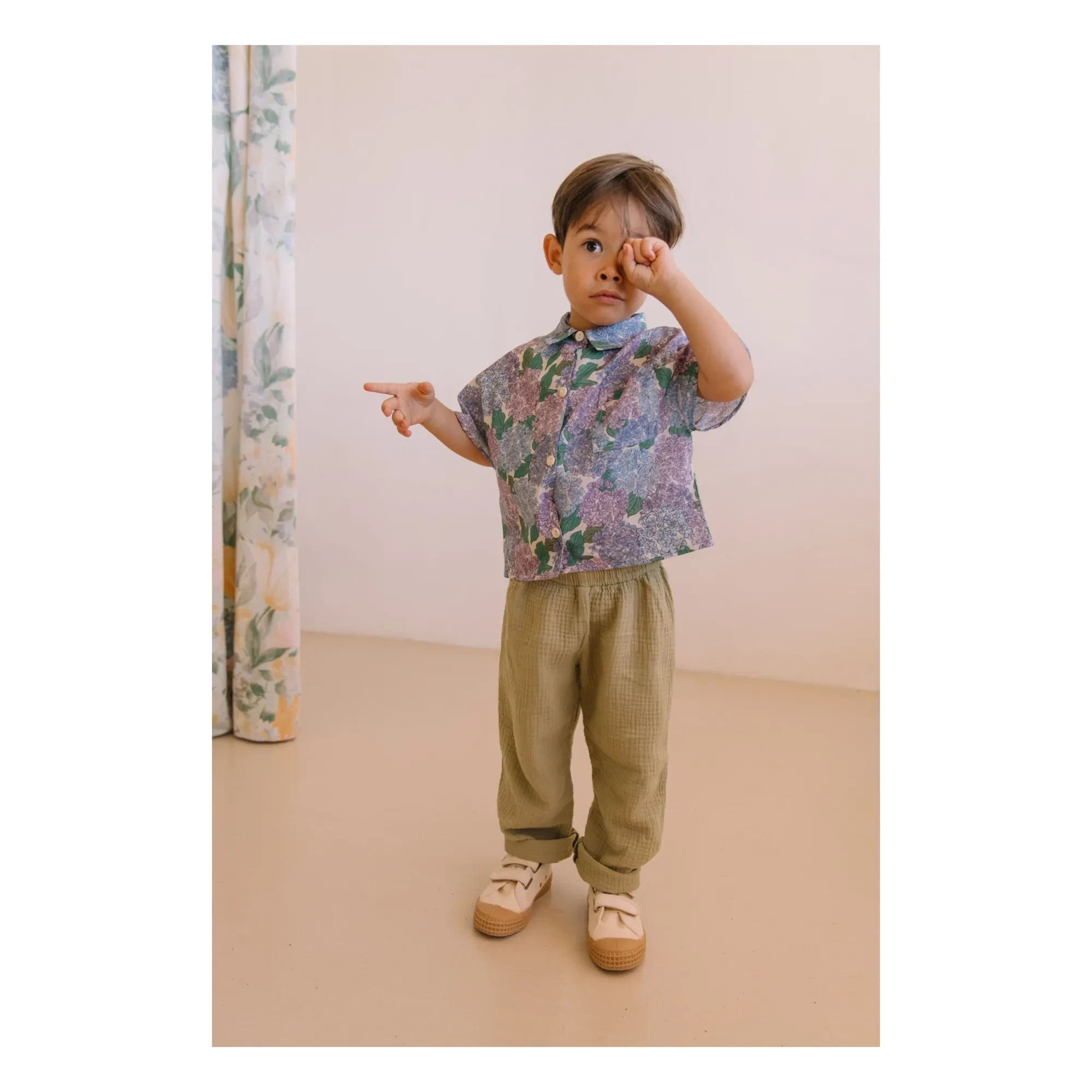 Studio Bohème - Camisa de algodón orgánico con velo de flores | Lila