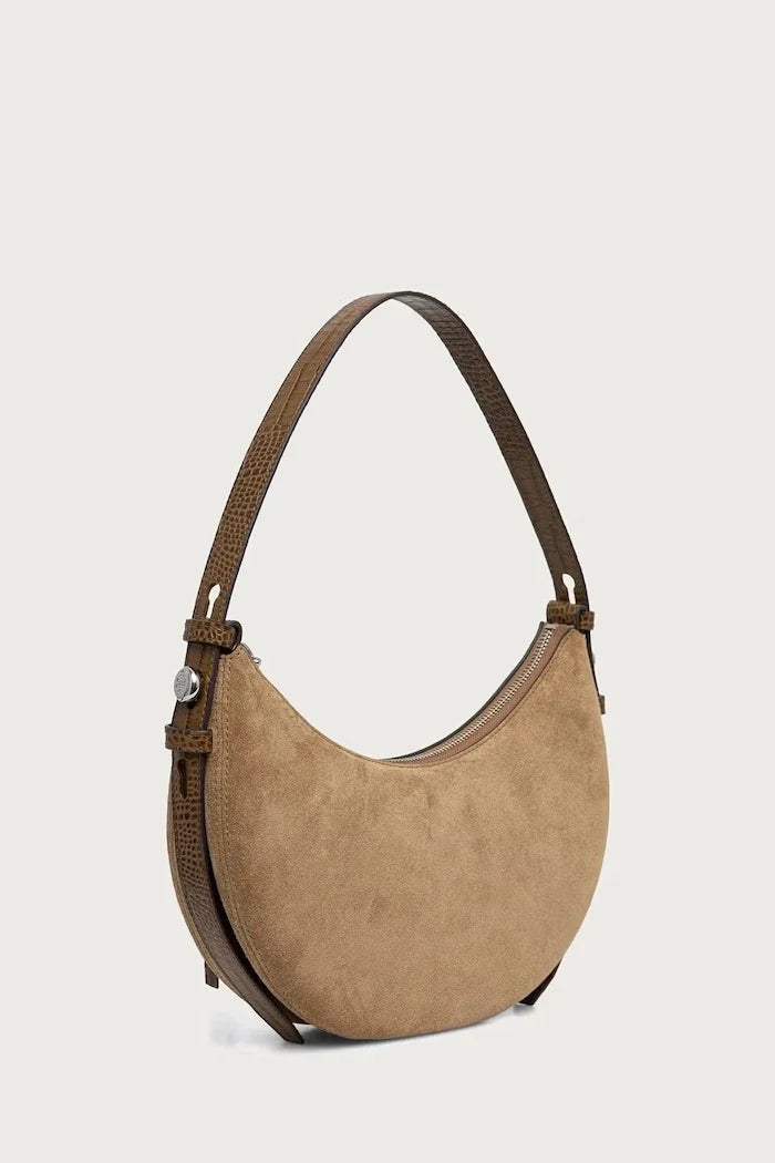 Bolso bandolera de ante para mujer Tory Burch Romy Half Moon