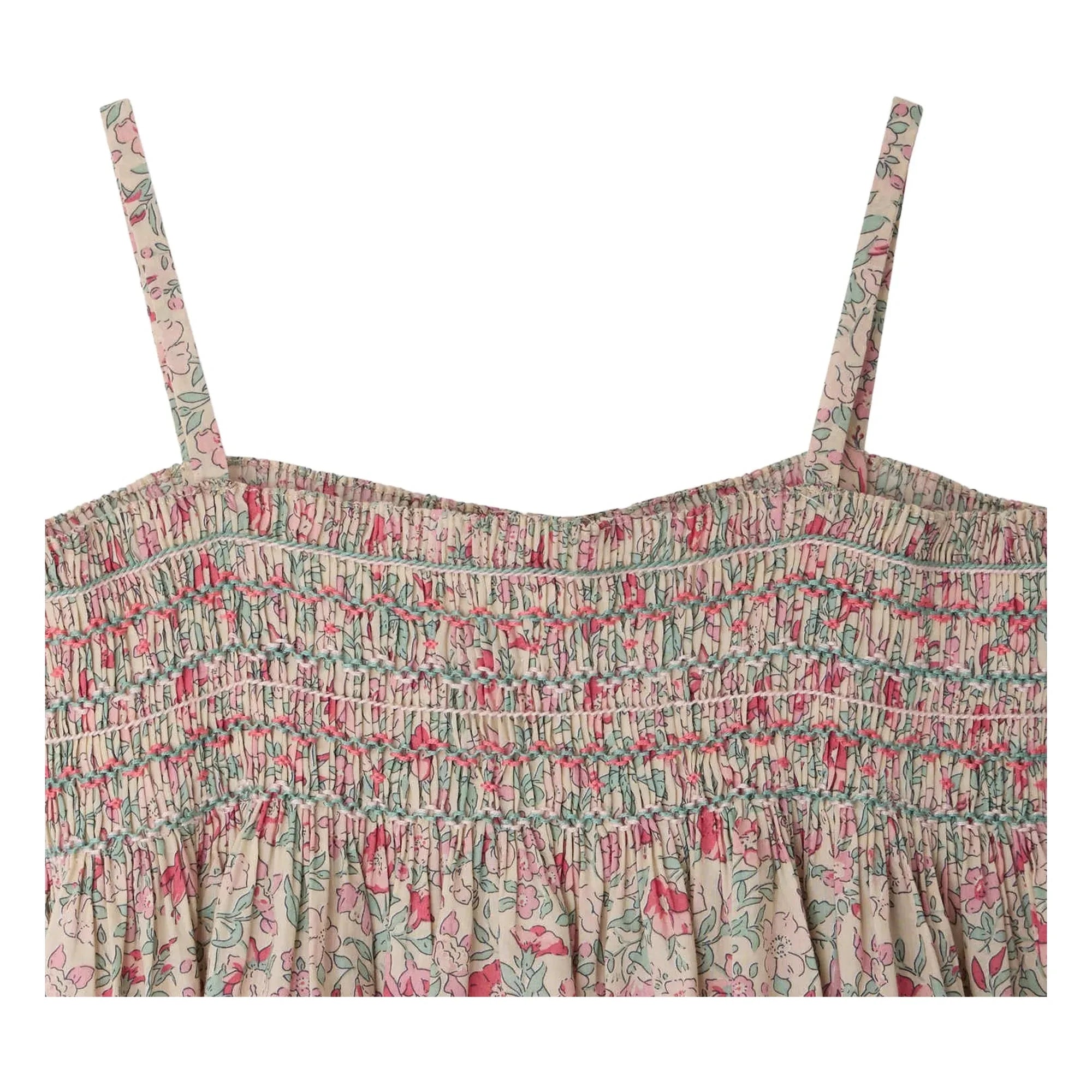 Bonpoint - Top Apolline con nido de abeja de algodón orgánico floral | Rosa
