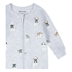 Petit Lem - Pijama con pies Muñecos de nieve Algodón orgánico | Gris