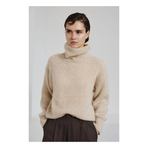 Pomandère - Jersey de cuello alto de lana y cachemira | Marfil