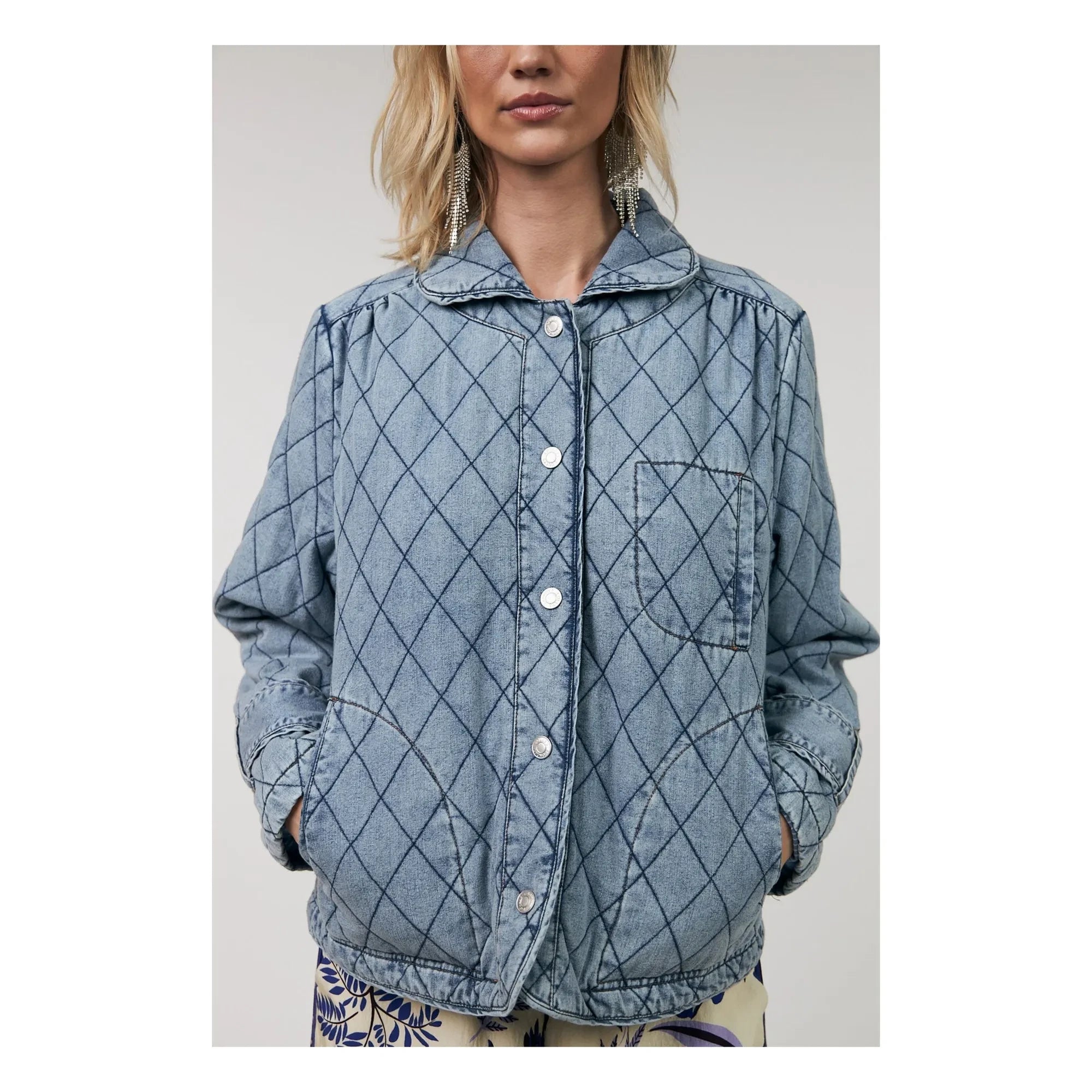 Lollys Laundry - Chaqueta de algodón acolchada Viola | Azul vaquero