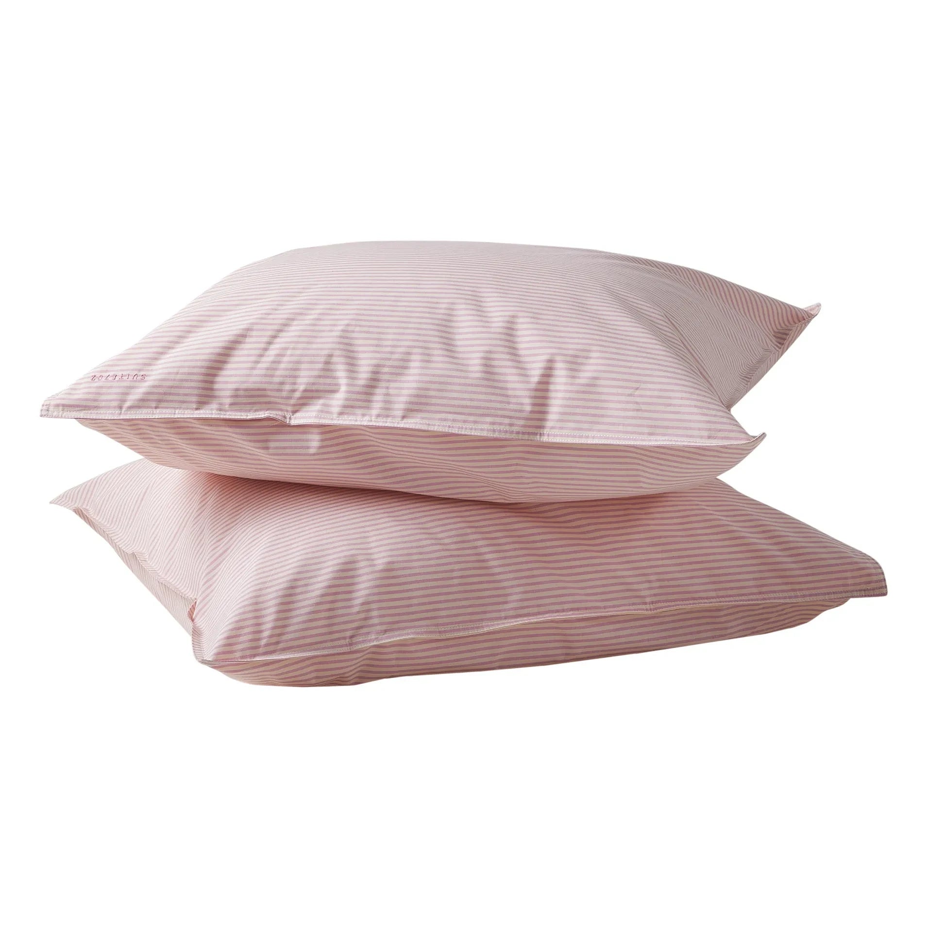 Suite 702 - Funda de almohada a rayas de algodón orgánico - Juego de 2 | Rosa