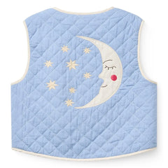 Copenhagen Colors - Chaleco acolchado sin mangas de algodón orgánico con bordado de luna | Azul claro