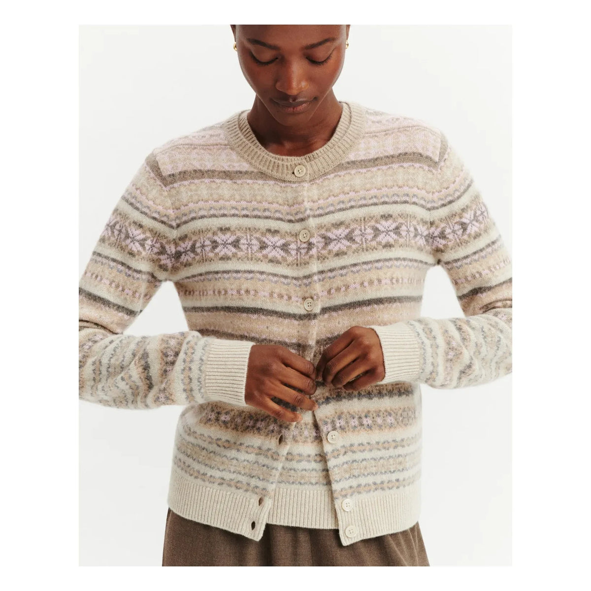 Bompard - Fair Isle Kaşmir Hırka | Rose Quartz