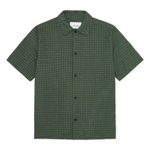 Les Deux - Camisa Chack Seersucker | Verde oscuro